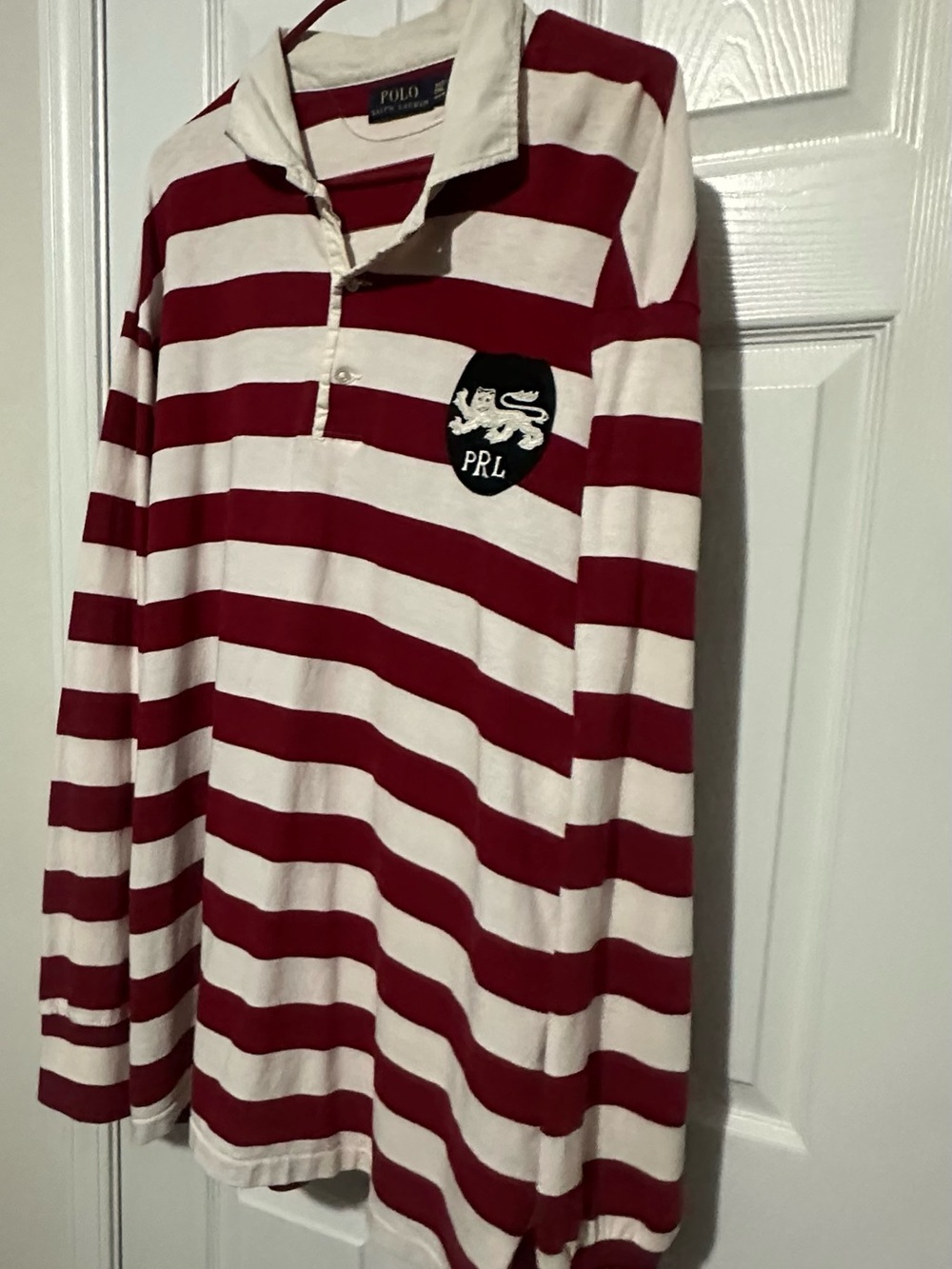 Polo by Ralph Lauren Red and White Striped Rugby Polo